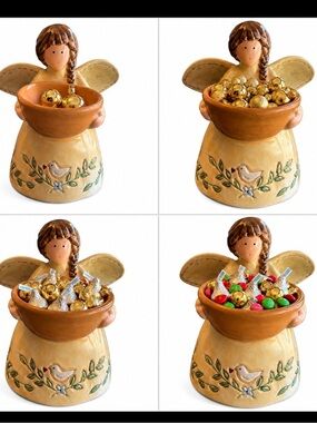 RUSS BERRIE Handpainted Angel Scented Wax Warmer or Candle Holder Vintage Dove